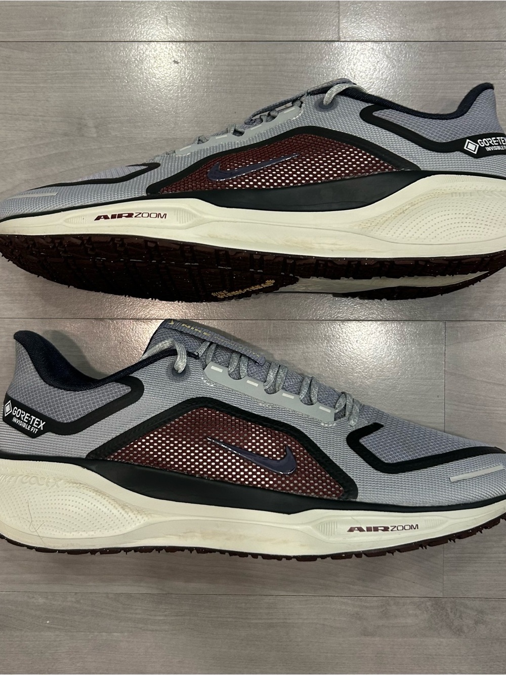 Nike Pegasus 41 GTX Gore-Tex Men's Running Shoes Gray Maroon Size 14 FQ1356-003